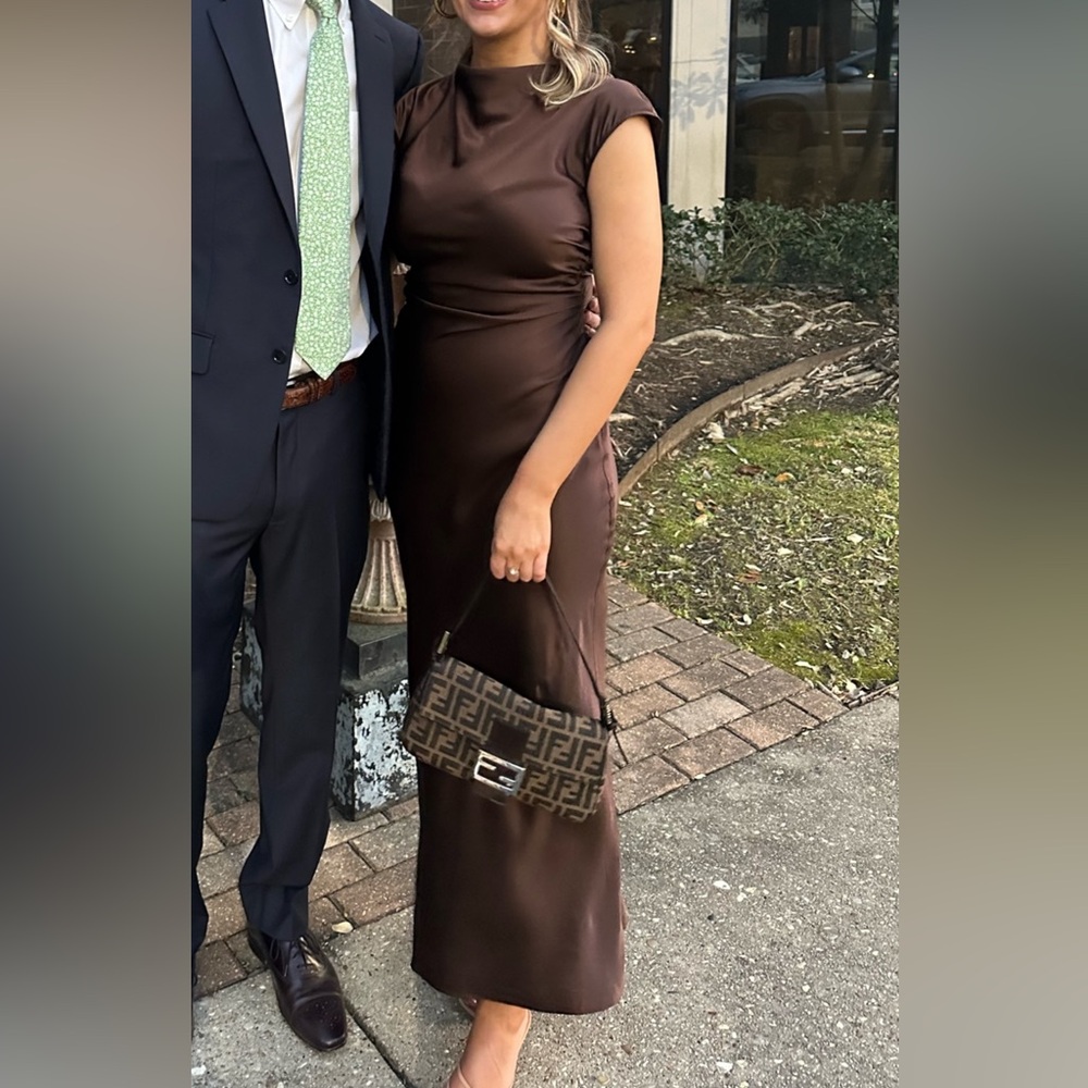 Reformation Brown Silk Dress